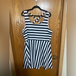 Cute blue and white crisscross back mini dress